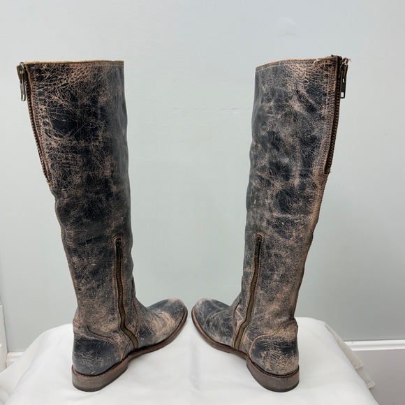 Bed|Stu BedStu tall leather black brown distressed riding‎ boots women's 8.5 - Picture 5 of 10